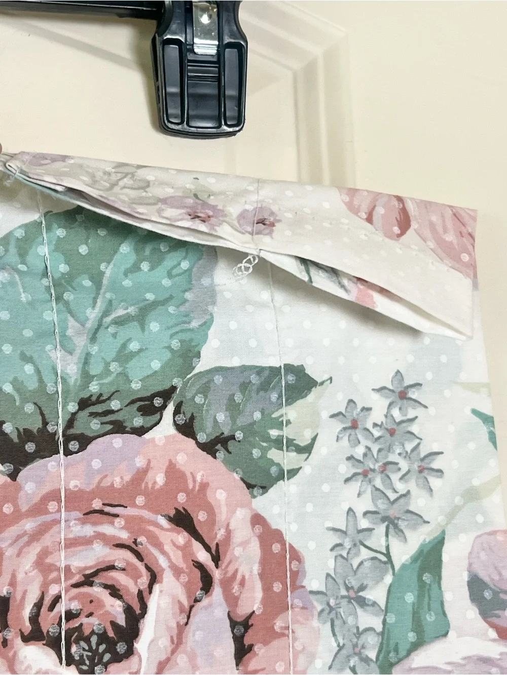 Vtg 1988 Martha Stewart Rose Floral Dotted Window Curtain Blouson Valance 88x25